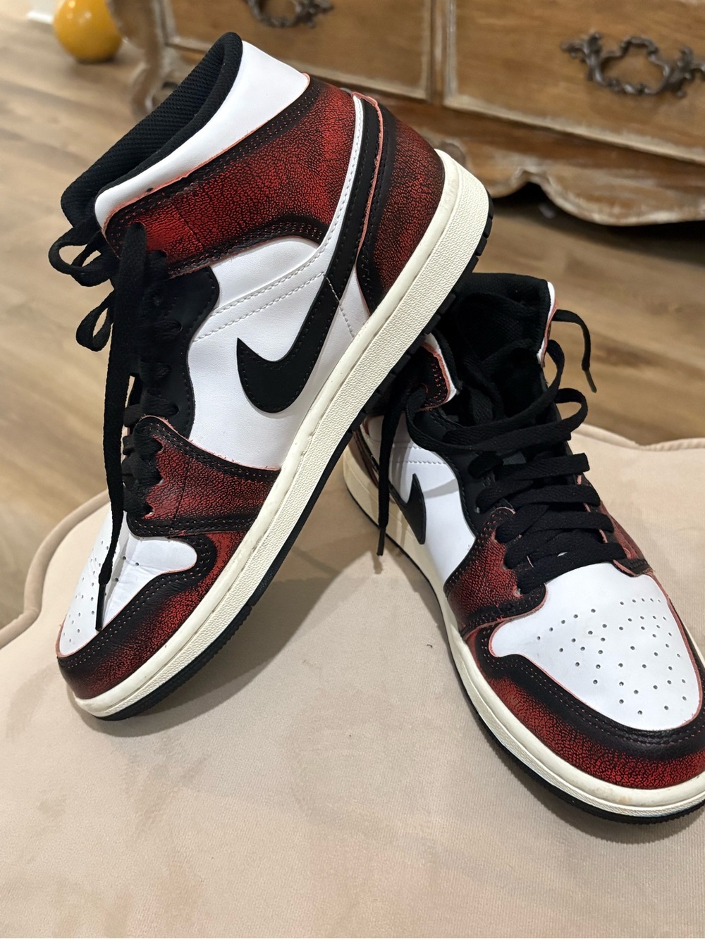 Nike Men’s Red, White & Black High-Top Athletic Sneakers